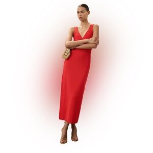 Ronny Kobo- Crochet Elegant Red Sleeveless Dress Size XS